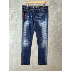 Young Republic Jeans Size 34x33 Moto Style Urban Streetwear Skater Grunge NWT